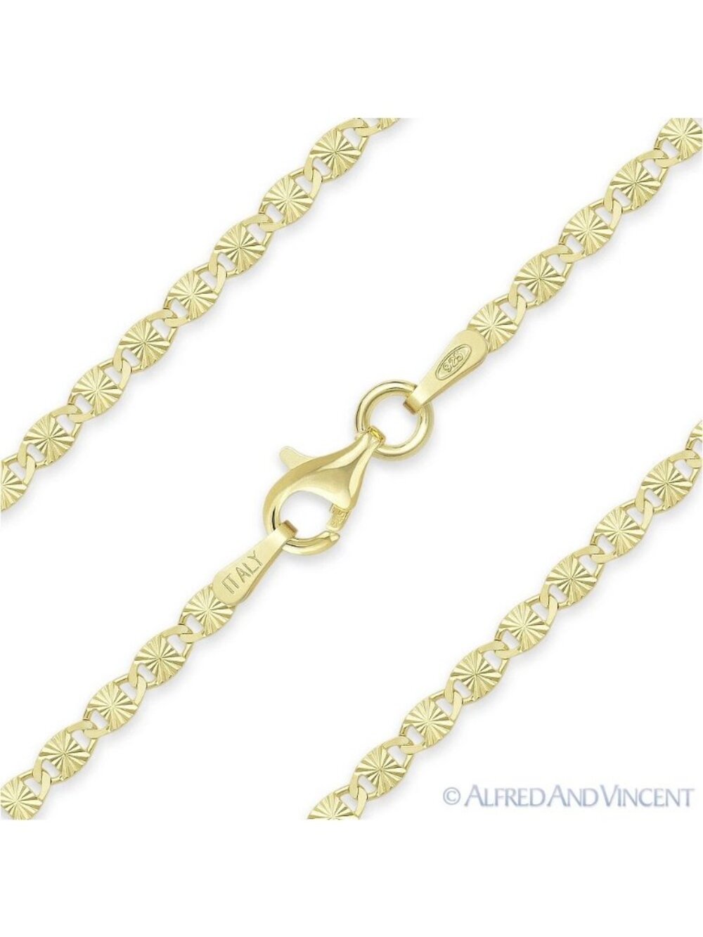 2.2mm Valentino Link .925 Sterling Silver 14k Yellow Gold-Plated Chain Necklace